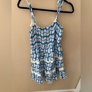 ILLA ILLA Tiered Blue and White Patterned Sundress size L